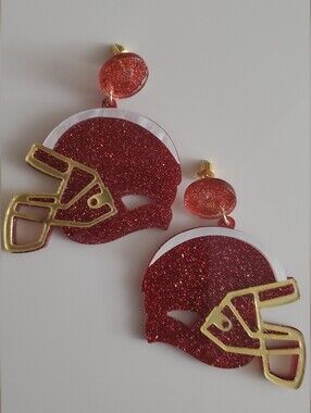 **SALE** Glittery Red Football Helmet Earrings